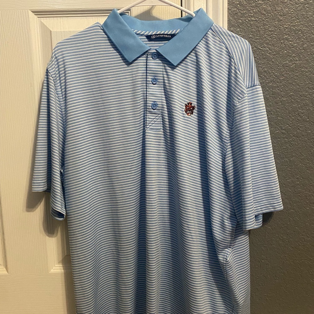 Cutter & Buck Light Blue Striped Polo